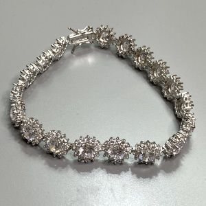 JTV Sterling Silver CZ flower bracelet